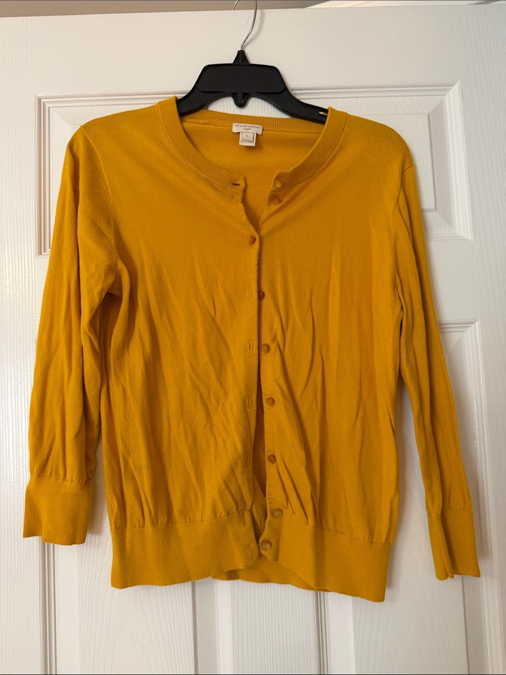 J. Crew Women's Mustard Yellow Button-Up Crewneck Cardigan